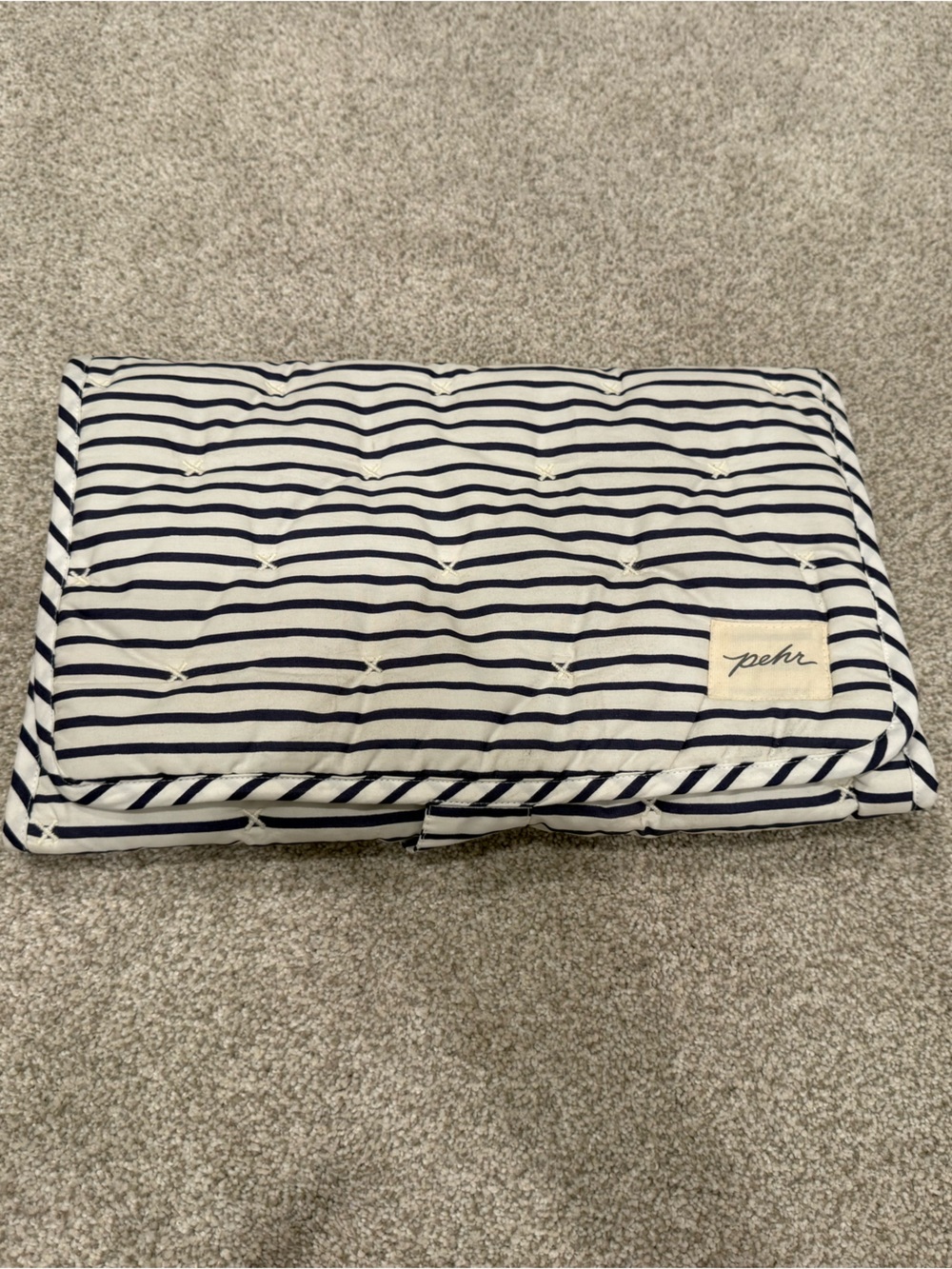 Pehr Striped Navy and White Quilted changing pad